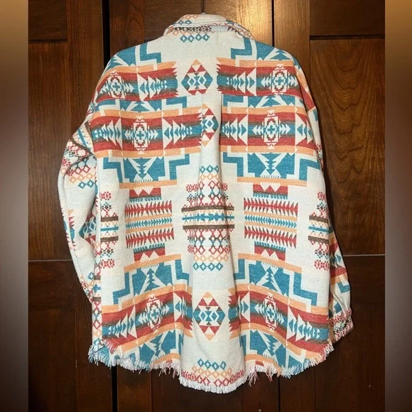 Southwestern Patterned Jacket Shirt Women’s Medium - Picture 2 of 7